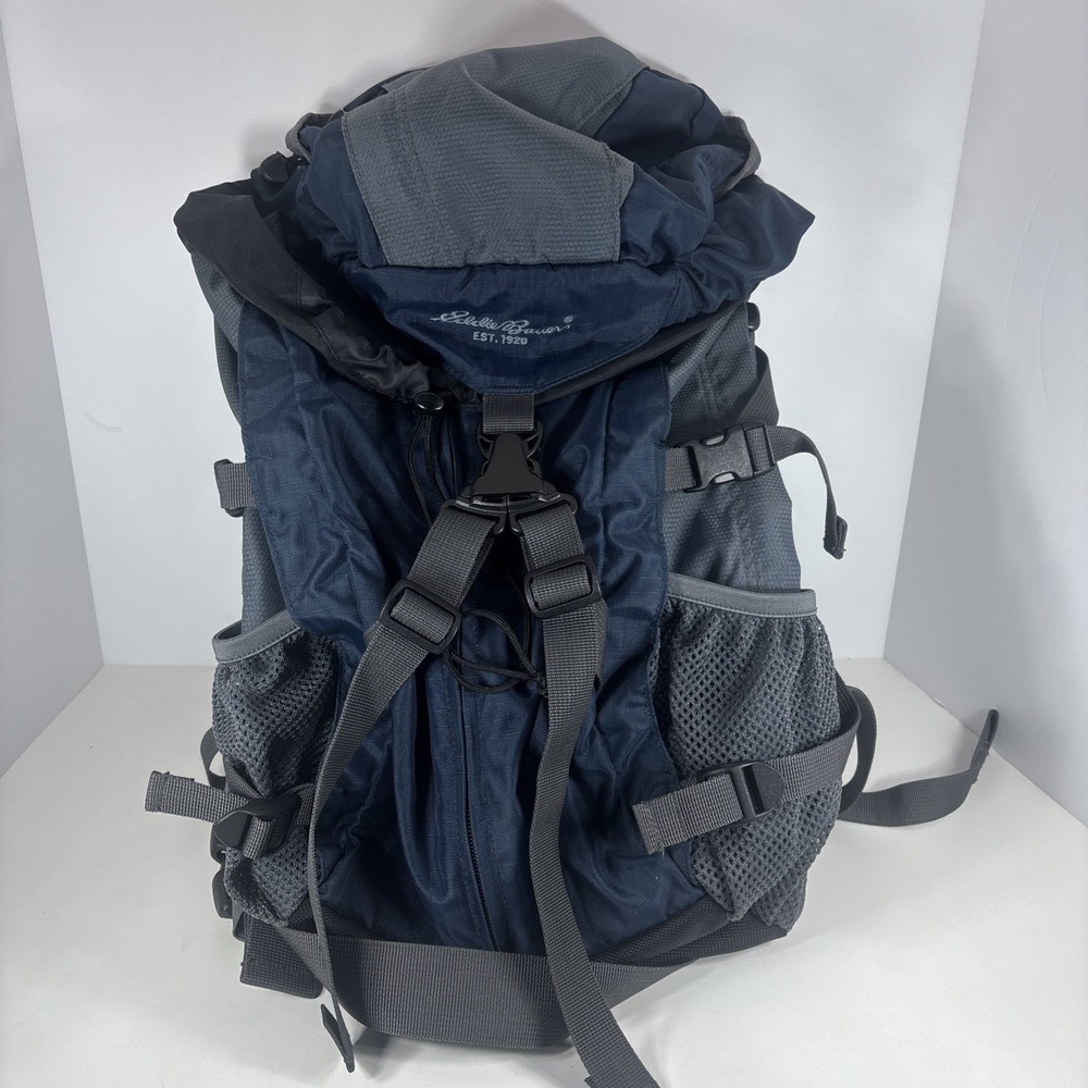 Eddie Bauer Trail Series Blue Black Nylon Technical Hiking Backpack 25L 023-0654